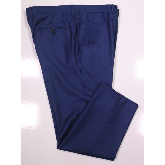 Indochino Dark Royal Blue Flat Front Wool Slim Fit Dress Pants 38x27